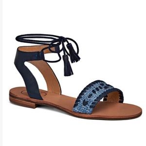 Jack Rogers Blue & Midnight Tate Raffia Sandal